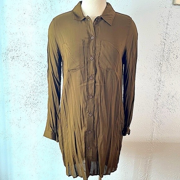 NWT French Connection Brown Button Front Shirt Dress Size 6 - Picture 1 of 7